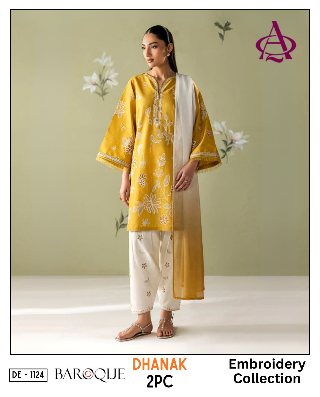 Dhanak embroidered luxury unstitched 2pc suit